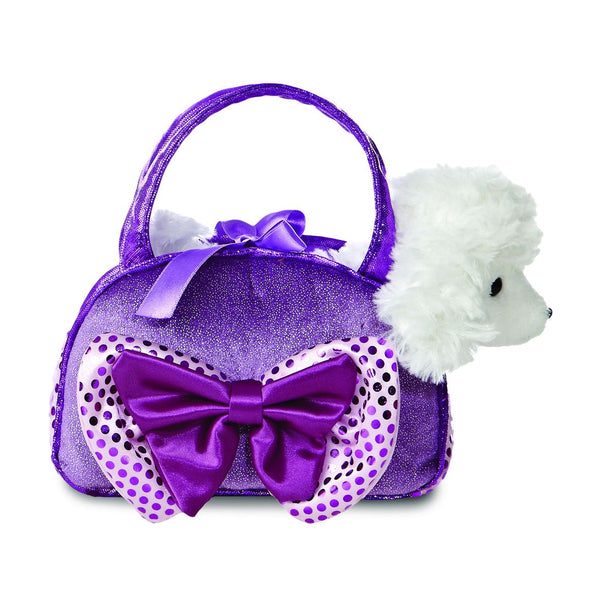 FANCY PALS POODLE IN A PURPLE BOW BAG