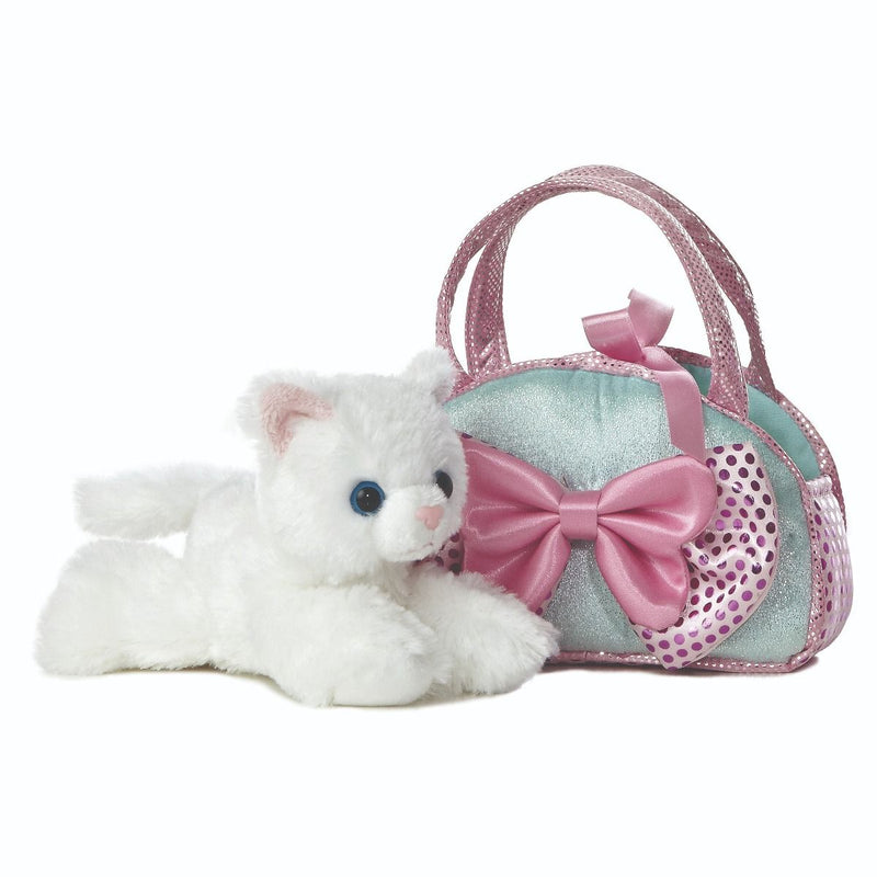 FANCY PALS CAT IN A PINK BOW BLUE BAG