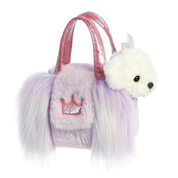 FANCY PALS FP332 BICHON DOG PURPLE FRILL BAG WITH CROWN