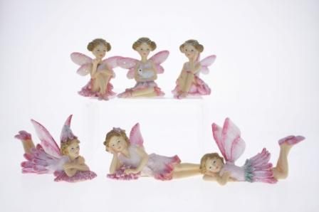 CHLOES GARDEN SITTING FAIRY LARGE WING - 6 ASSORTED FIGURINES