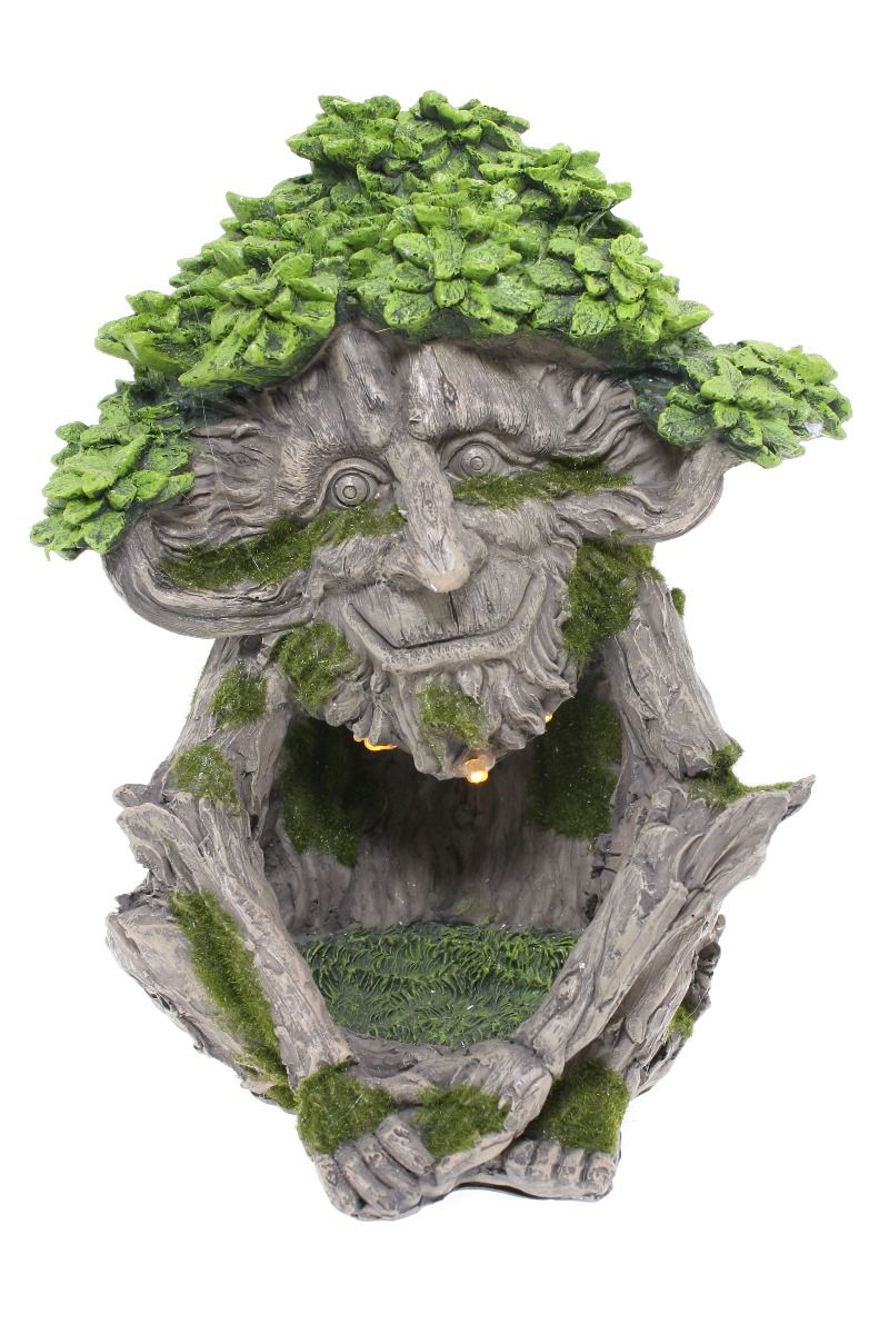 CHLOES GARDEN RESIN SOLAR TREE MAN HOUSE 27CM