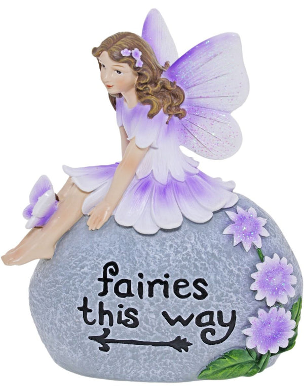 CHLOES GARDEN RESIN FAIRY ON STONE B - WITH BUTTERFLY 18CM