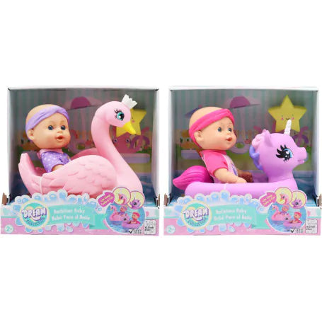 GIGO DREAM COLLECTION BATHTIME BABY DOLL WITH LIGHT UP ANIMAL 10 INCH 2 ASST