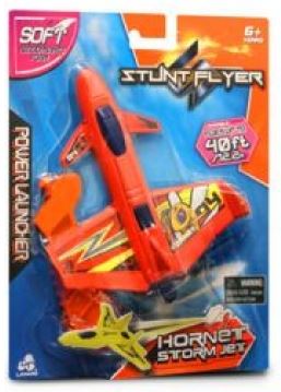 LANARD STUNT FLYER HORNET STORM JET POWER LAUNCHER - SOFT FOAM PLANE RED