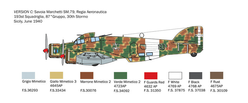 ITALERI 1412 S.79 SPARVIERO BOMBER VERSION 1/72 SCALE PLASTIC MODEL KIT