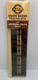 PECO RATIO 422 GWR STATION FENCING IN BLACK OO/HO GAUGE FENCING KIT