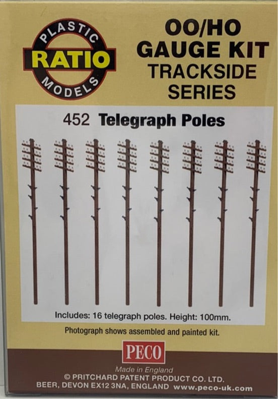 PECO 452 TELEGRAPH POLES OO/HO GAUGE TRACKSIDE SERIES