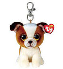 TY BEANIE BOOS HUGO BROWN AND WHITE DOG CLIP