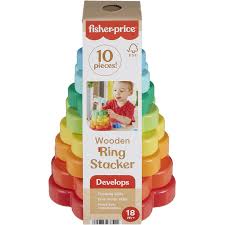 FISHER-PRICE WOODEN RING STACKER  10PC