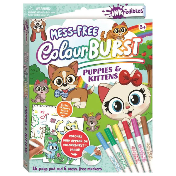 INKREDIBLES MESS FREE COLOUR BURST COLOURING KIT PUPPIES AND KITTENS