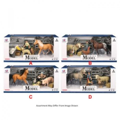 MODEL SERIES 179184 FARM ANIMALS SHEEP DUCK PELICAN AND HORSE WITH FIGURE SET