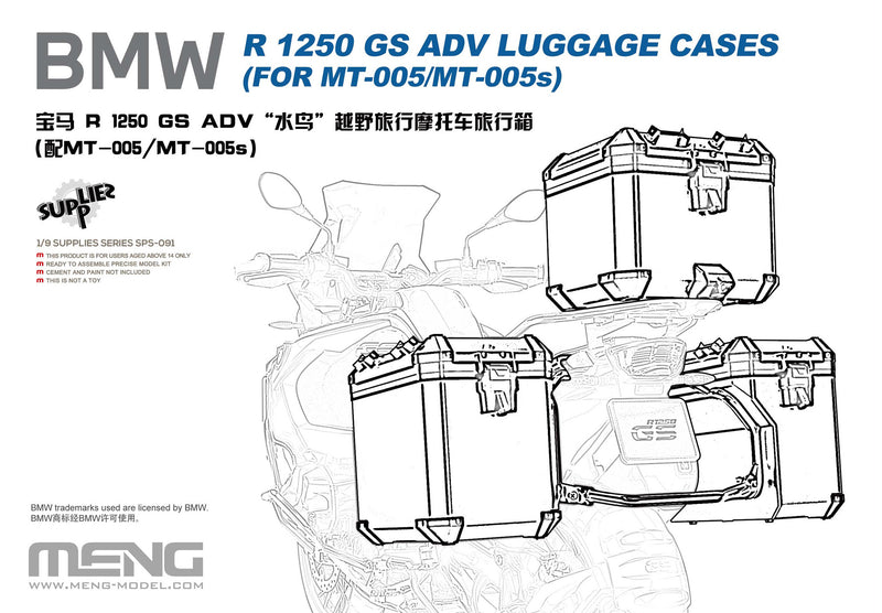 MENG 1/9 BMW R1250 GS ADV LUGGAGE CASES PLASTIC MODEL KIT