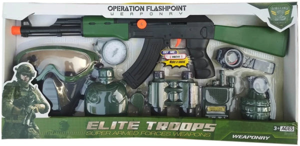 ARMED FORCES ELITE TROOPS MILITARY WEAPON 9 PIECE PLAYSET GREEN