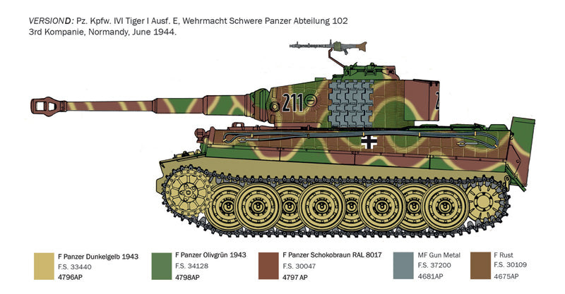 ITALERI 6754 TIGER 1 PZ.KPFW.VI AUSF.E LATE PRODUCTION D DAY ANNIVERSARY 1/35 SCALE PLASTIC MODEL KIT