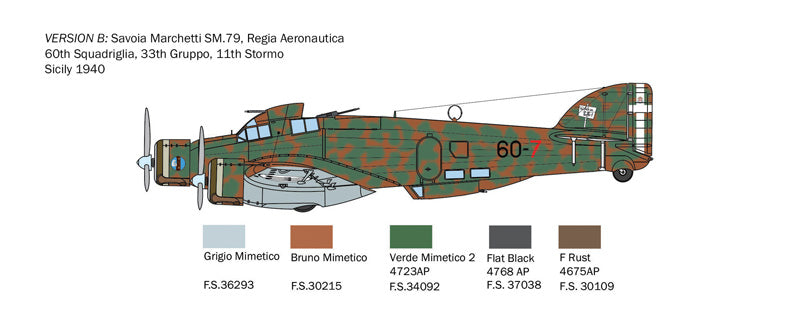 ITALERI 1412 S.79 SPARVIERO BOMBER VERSION 1/72 SCALE PLASTIC MODEL KIT