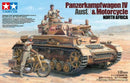 TAMIYA 25208 PANZERKAMPFWAGEN IV AUSF.F AND MOTORCYCLE1:35 SCALE PLASTIC MODEL KIT