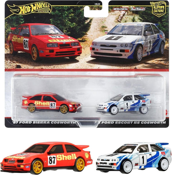 HOT WHEELS PREMIUM CAR CULTURE 87 FORD SIERRA COSWORTH AND 93 FORD ESCORT RS COSWORTH 2 PIECES