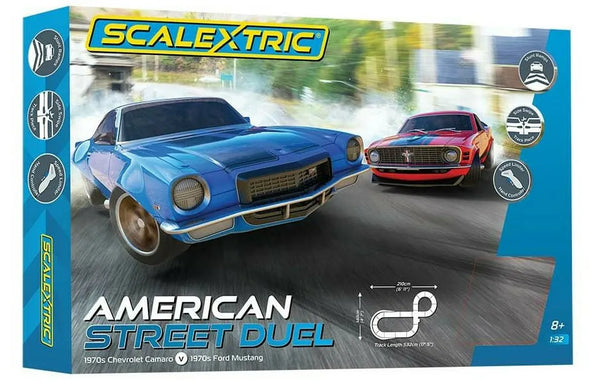 SCALEXTRIC C14495 MUSCLE CAR MAYHEM FORD MUSTANG VS CHEVROLET CAMARO 1:32 SCALE