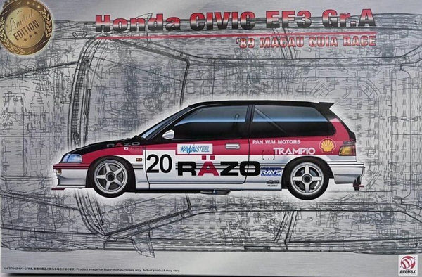 BEEMAX 24032 1989 HONDA CIVIC EF3 GR.A 89 MACAU GUIA RACE 1/24 SCALE PLASTIC MODEL KIT