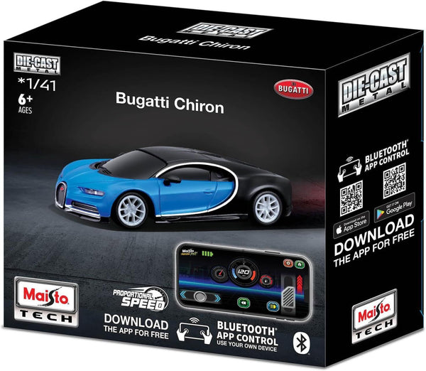 MAISTO TECH 82650 BUGATTI CHIRON BLUETOOTH APP CONTROL 1/41 SCALE METAL DIE-CAST CAR