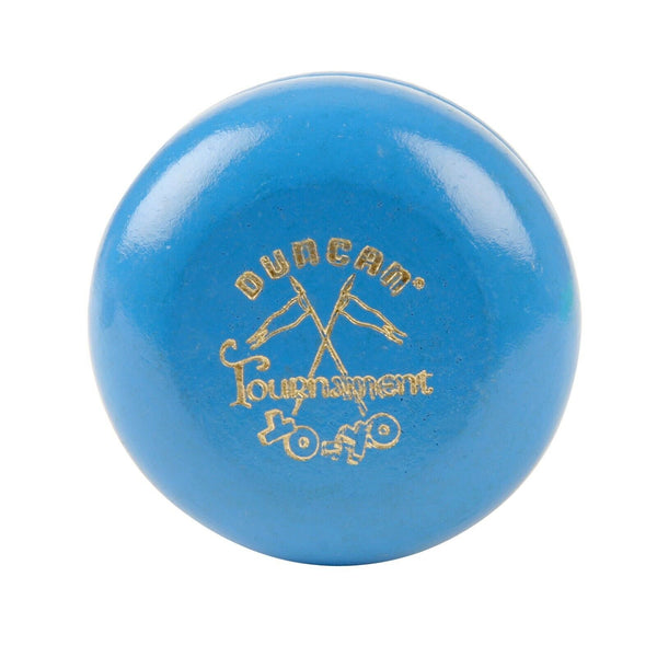 DUNCAN VINTAGE WOODEN CROSSED FLAGS TOURNAMENT 1955 YOYO IN COLOUR BLUE