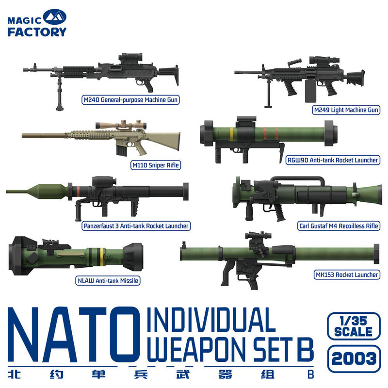 MAGIC FACTORY 2003 NATO INDIVIDUAL WEAPON SET B  1/35 SCALE PASTIC MODEL KIT