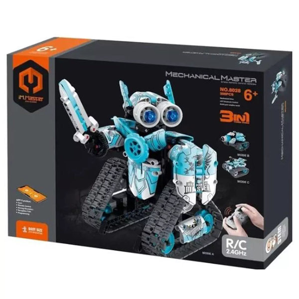 MECHANICAL MASTER 8028 2.4G REMOTE CONTROL AND APP PROGRAMMING EXCAVATOR AND ROBOT 3-IN-1 BRIGHT BLUE 398 PIECE STEM BUILDING BLOCK KIT