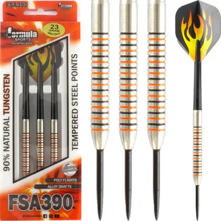 FORMULA SPORTS FSA390 23 GRAM 90% NATURAL TUNGSTEN WITH TEMPERED STEEL POINT DART SET