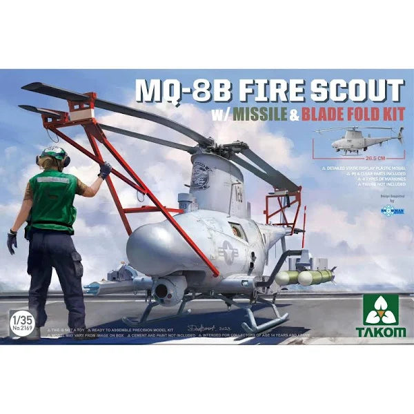 TAKOM 2169 MQ-8B FIRE SCOUT DRONE WITH MISSILE AND BLADE FOLD KIT SCALE 1/35 PLASTIC MODEL KIT