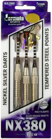 FORMULA SPORTS NX380 - 22 GRAM TEMPERED STEEL POINT NICKEL SILVER DART SET