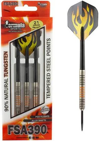 FORMULA SPORTS FSA390 21 GRAM 90% NATURAL TUNGSTEN WITH TEMPERED STEEL POINT DART SET