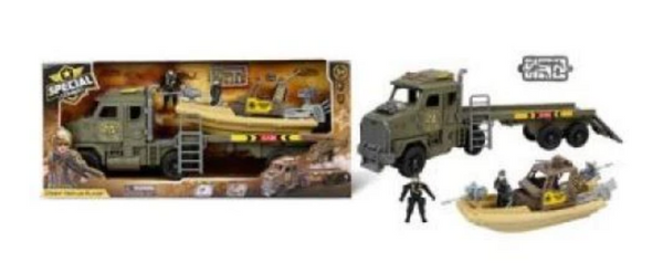 SPECIAL COMBAT TRANSPORTER PLAY SET MEDIUM WITH BOAT