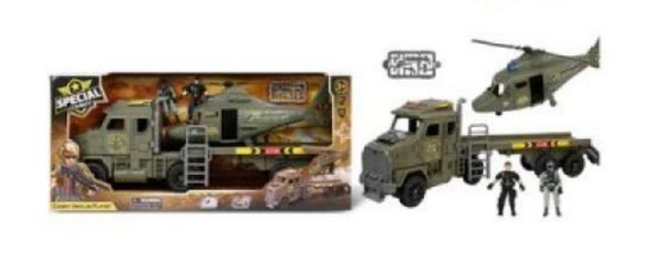 SPECIAL COMBAT TRANSPORTER PLAY SET MEDIUM WITH HELICOPTER