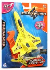 LANARD STUNT FLYER HORNET STORM JET POWER LAUNCHER - SOFT FOAM PLANE YELLOW