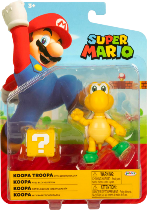 SUPER MARIO KOOPA TROOPA WITH QUESTION BLOCK 11 POINTS OF ARTICULATION 4 INCH FIGURE