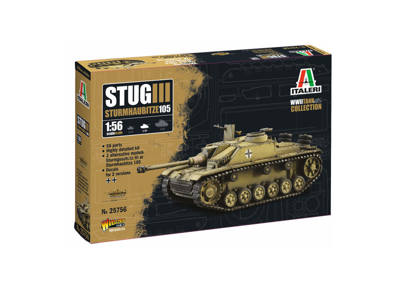 ITALERI 25756 STUG III STURMHAUBITZE 105 1/56 SCALE PLASTIC MODEL KIT