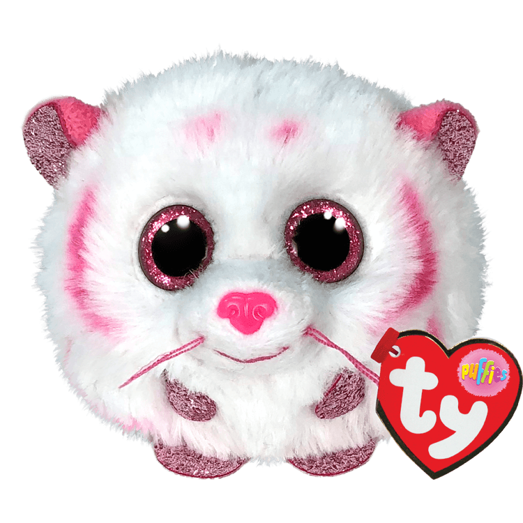 TY BEANIE BALLS TABOR PINK/WHITE TIGER BALL