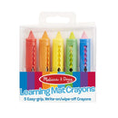 MELISSA & DOUG LEARNING MAT CRAYONS - 5 EASY GRIP WRITE ON WIPE OFF CRAYONS
