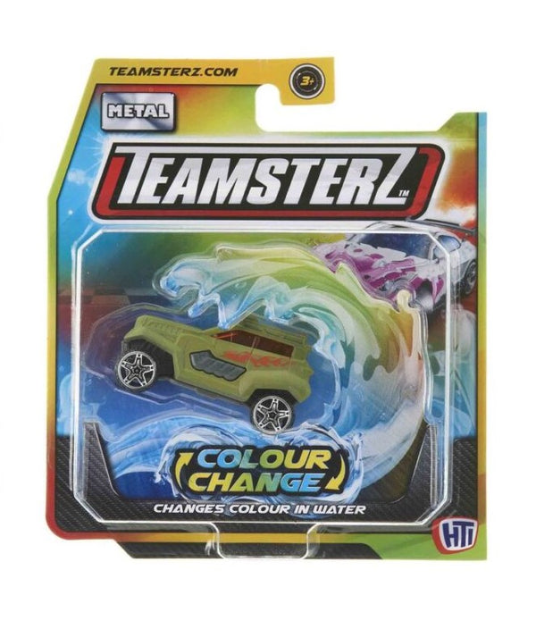 HTI TEAMSTERZ COLOUR CHANGE DIECAST TOY CAR (OLIVE GREEN WITH ORANGE STRIPES)