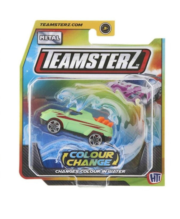 HTI TEAMSTERZ COLOUR CHANGE DIECAST TOY CAR (LIGHT GREEN WITH RED STRIPES)