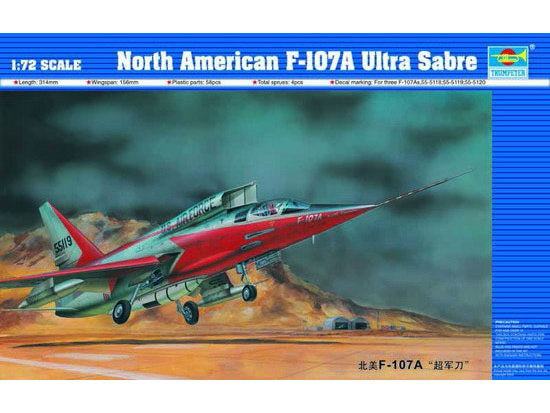 TRUMPETER 01605 1/72 NORTH AMERICAN F-107A ULTRA SABRE PLASTIC MODEL KIT