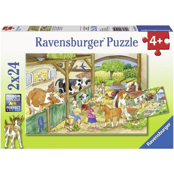 RAVENSBURGER 091959 A DAY AT THE FARM 2x24PC JIGSAW PUZZLE