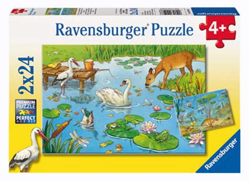 RAVENSBURGER 091966 ABOVE AND BELOW THE POND 2x24PC JIGSAW PUZZLE