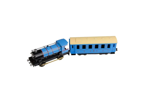 HTI TEAMSTERZ LIGHT AND SOUND DIECAST TRAIN ENGINE WITH CARRIAGE BLUE