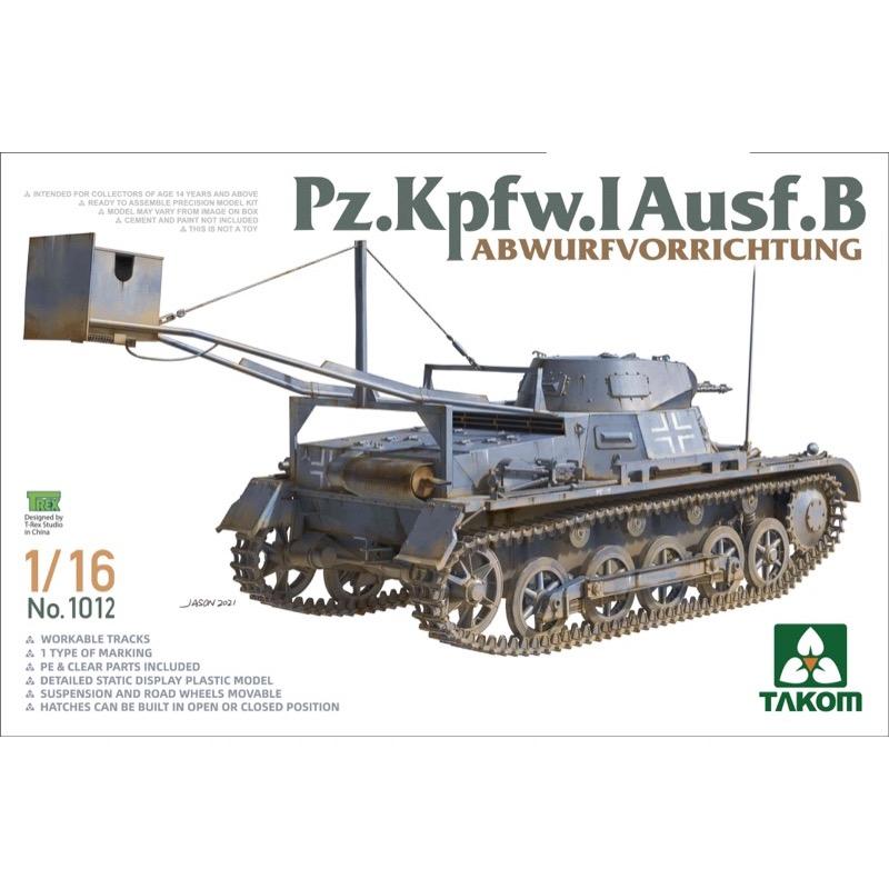 TAKOM 1012 PZ.KPFW.I AUSF.B 1/16 SCALE TANK PLASTIC MODEL KIT