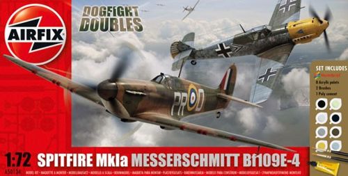 AIRFIX 50135 SUPERMARINE SPITFIRE MK.1A AND MESSERSCHMITT BF109E-4 DOGFIGHT DOUBLES 1:72 PLASTIC MODEL KIT GIFT SET