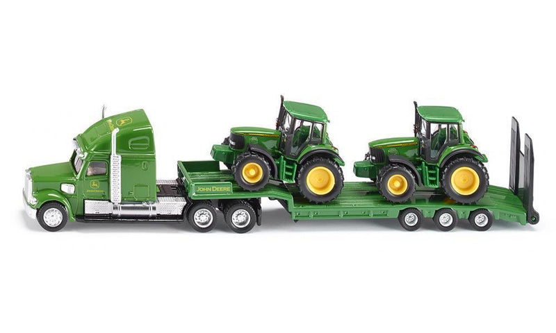 SIKU 1837 LOW LOADER WITH JOHN DEERE TRACTORS 1:87 METAL AND PLASTIC DIECAST TRUCK