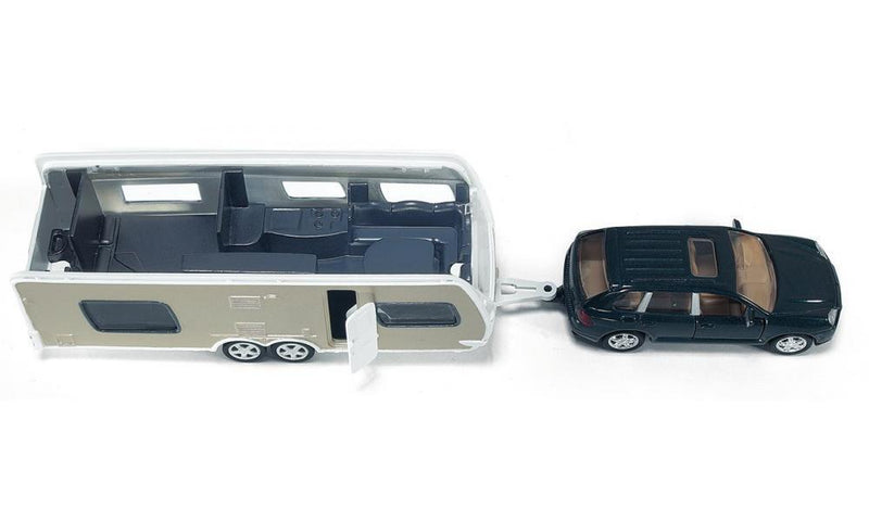 SIKU 2542 PORSCHE CAR WITH CARAVAN 1:55 SCALE DIECAST MODEL