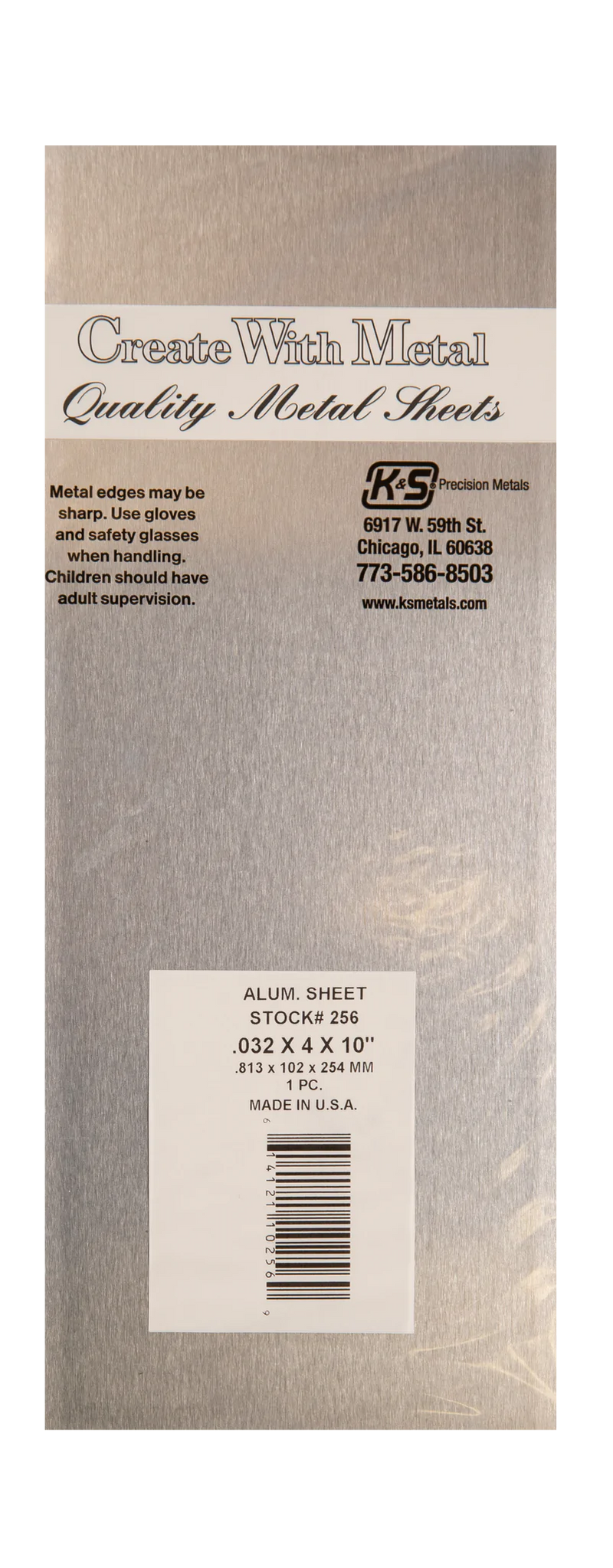 K&S 256 ALUMINIUM SHEET 0.032INCH X 4INCH X 10INCH 1 PIECE