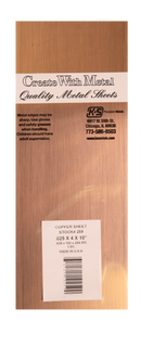 K&S 259 COPPER SHEET 0.025 X 4 X 10INCH (.635 X 102 X 254MM)